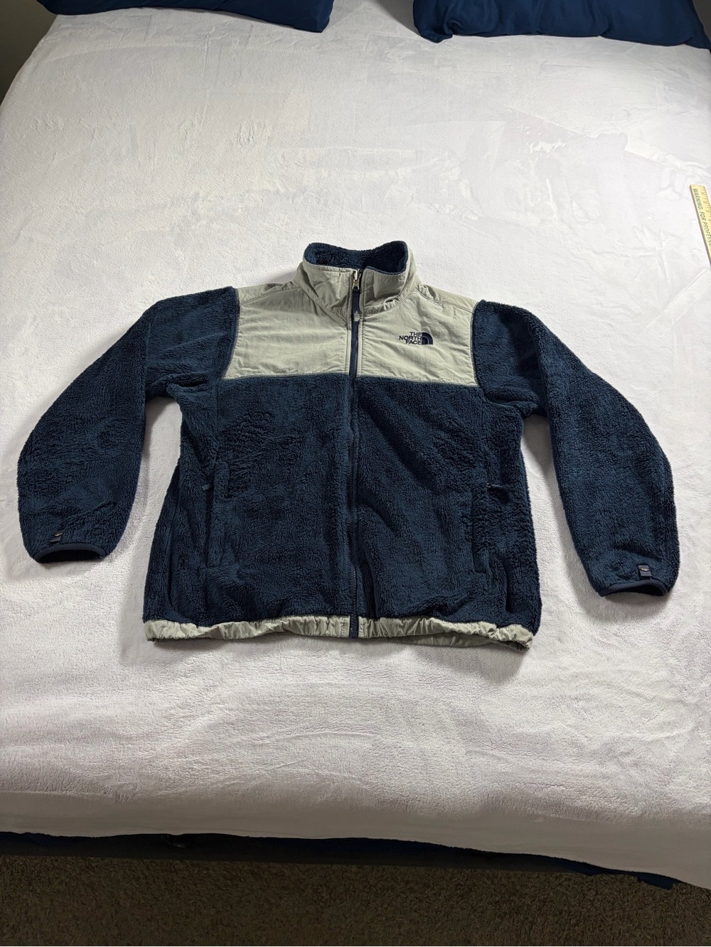 The North Face Navy Blue & Light Gray Fleece Zip Jacket Youth Girls XL (18)